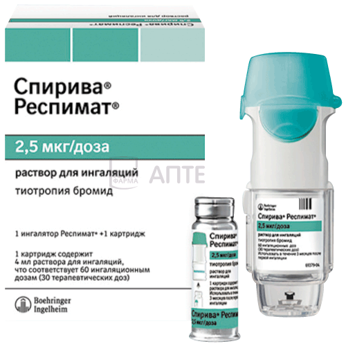 СПИРИВА РЕСПИМАТ 2,5МКГ/ДОЗА 4МЛ КАРТР Р-Р Д/ИНГ Берингер Ингельхайм Фарма ГмбХ и Ко.КГ