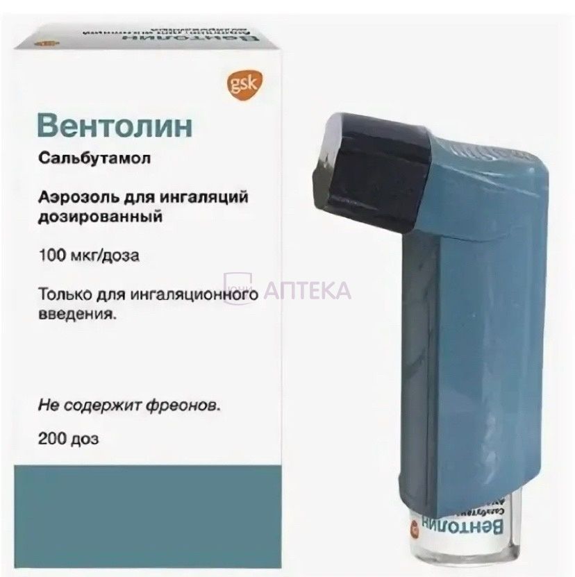 ВЕНТОЛИН 100МКГ/ДОЗА 200ДОЗ АЭРОЗОЛЬ Глаксо Вэллком Продакшен