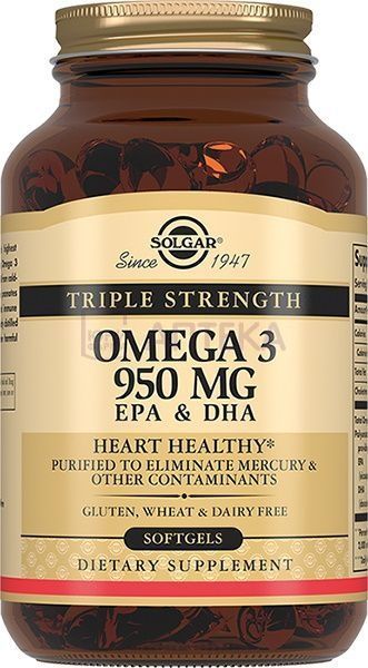 СОЛГАР ТРОЙНАЯ ОМЕГА-3 950МГ ЭПК И ДГК N100 КАПС Solgar Inc.