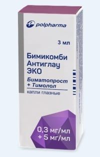 БИМИКОМБИ АНТИГЛАУ ЭКО 0,3МГ/МЛ+5МГ/МЛ 3МЛ N1 ФЛАК КАПЛИ ГЛАЗНЫЕ Варшавский фармацевтический завод Польфа АО