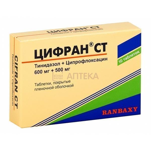 ЦИФРАН СТ 500МГ+600МГ N10 ТАБЛ П/ПЛЕН/ОБОЛОЧ Сан Фармасьютикал Индастриз Лтд